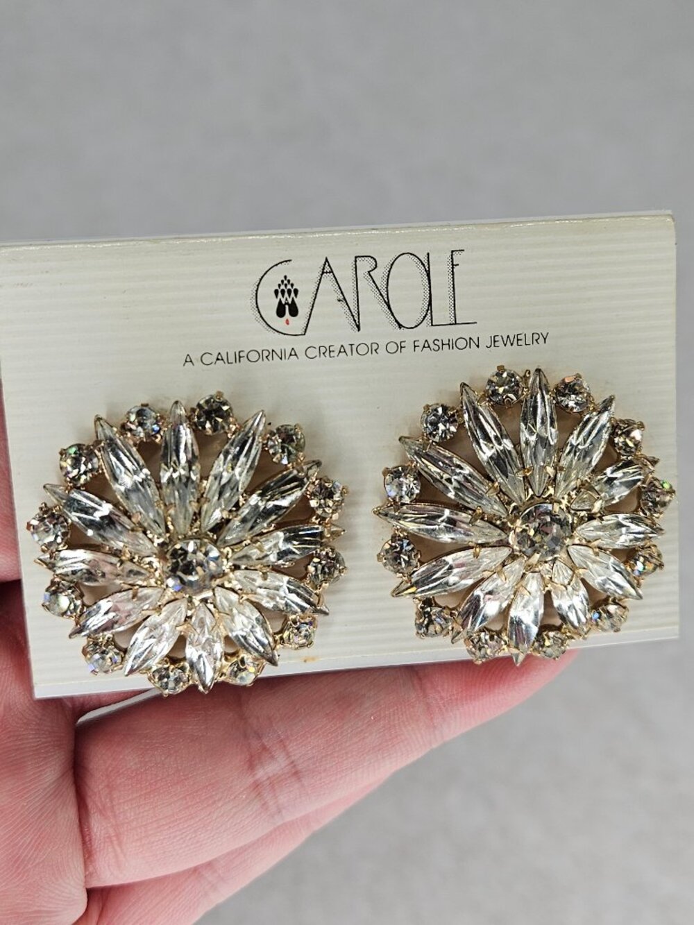 Carole Rhinestone Crystal Cluster Cocktail Statement Earrings Fashion Jewelry